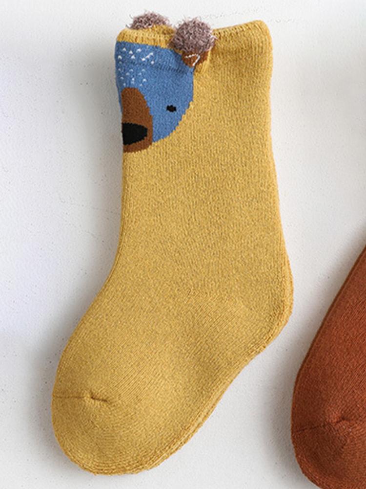 Kids Animal Ankle Socks 3 Pack - Lion Tiger Bear - Blue Beige Brown - Stylemykid.com