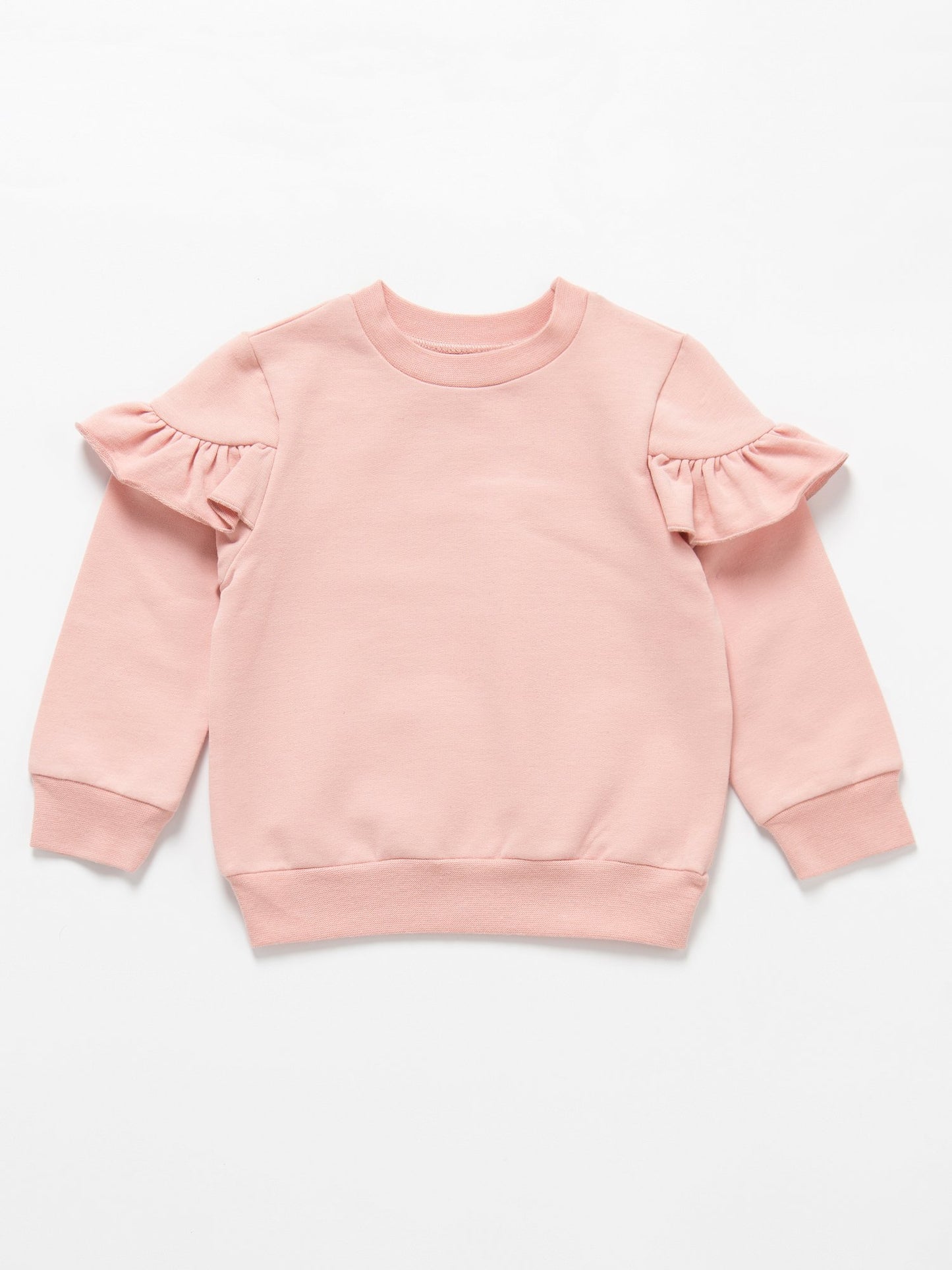 Artie - Girls French Terry Pink Frill Long Sleeve Top 18months to 3 years - Stylemykid.com