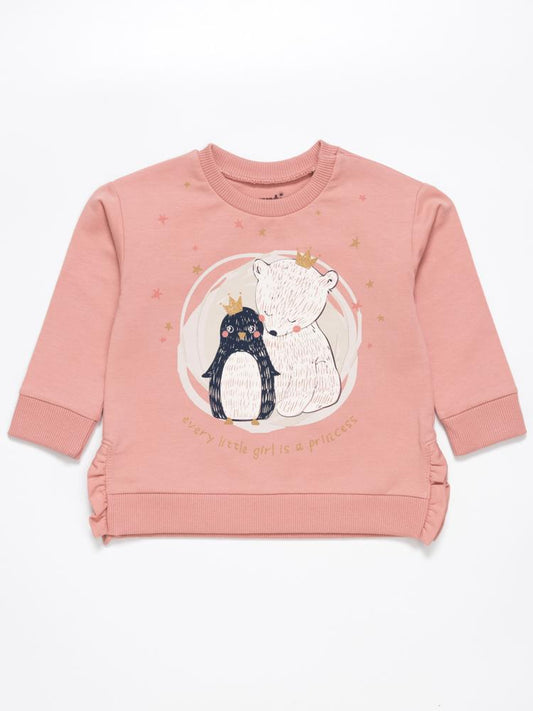 Artie - Princess Bear - Girls Pink French Terry Sweatshirt 3 to 4 years - Stylemykid.com