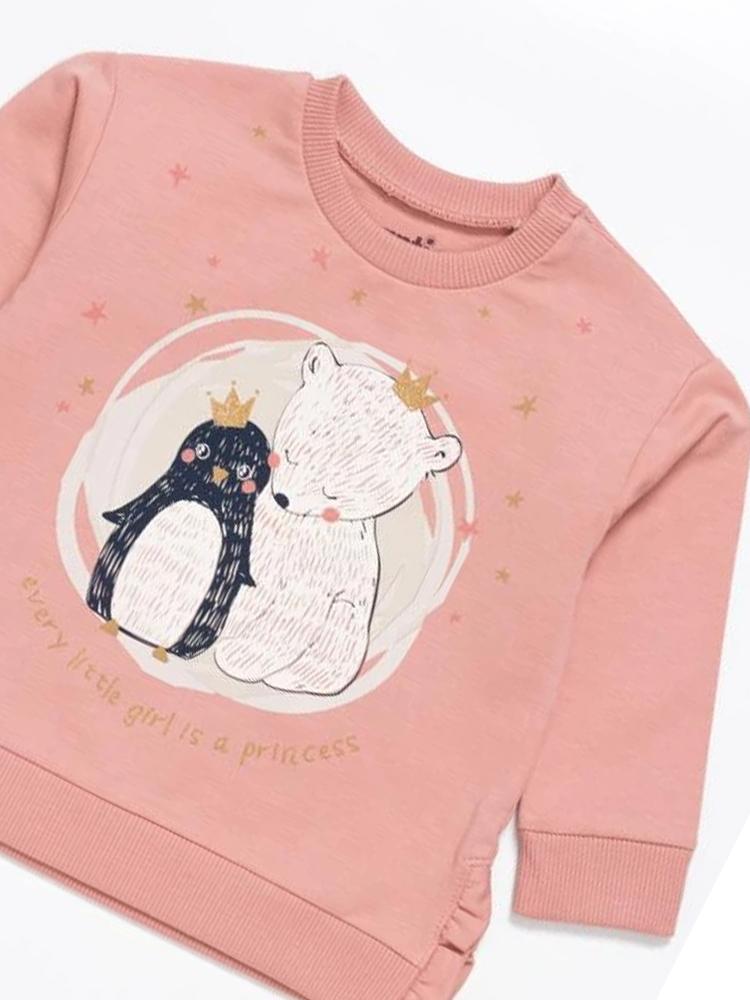 Artie - Princess Bear - Girls Pink French Terry Sweatshirt 3 to 4 years - Stylemykid.com