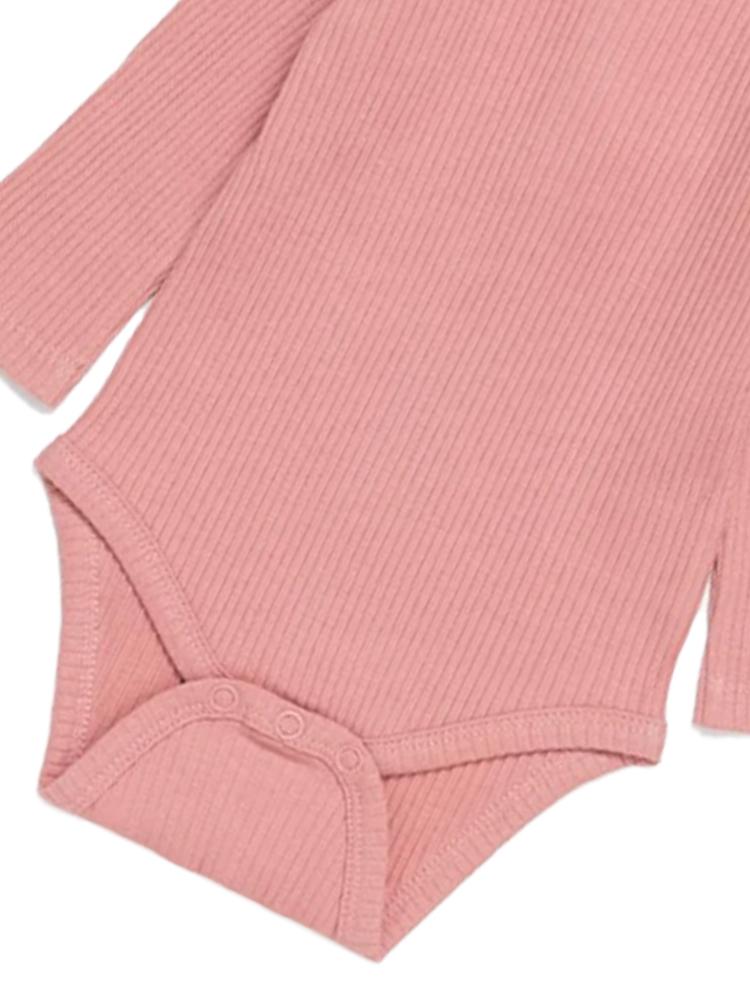 Artie - Ribbed Pink Baby Girls Bodysuit with Ruffles - Rose Forest 0 to 3 months - Stylemykid.com