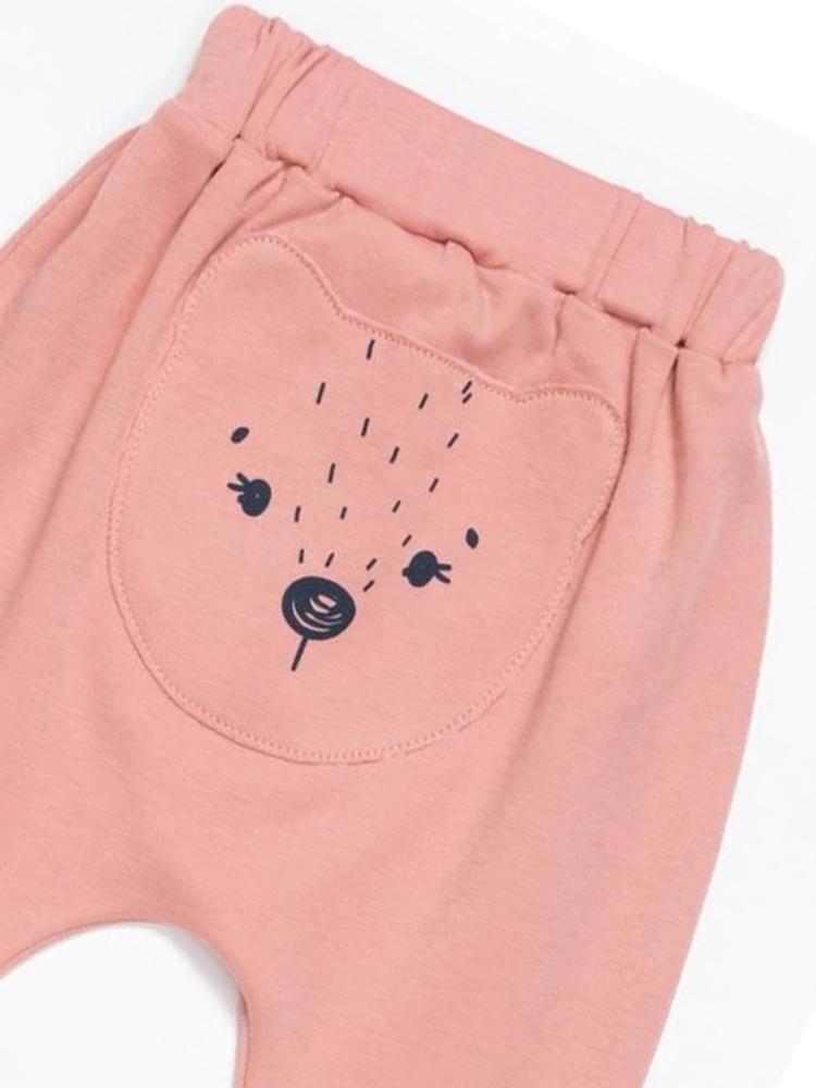 Artie - Princess Bear - Baby Girl Pink Interlock Cotton Bottoms with Bear Bum! Newborn to 3 months - Stylemykid.com