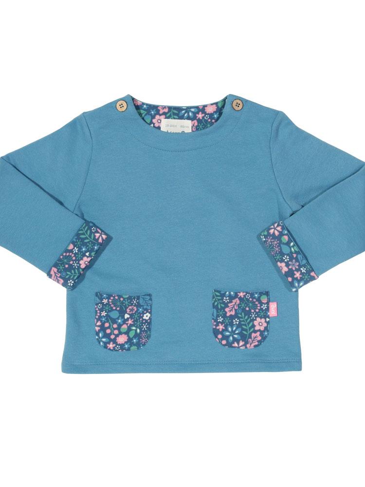 KITE Organic - Girls Blue Sweatshirt with Floral Print from 0-3 months - Stylemykid.com