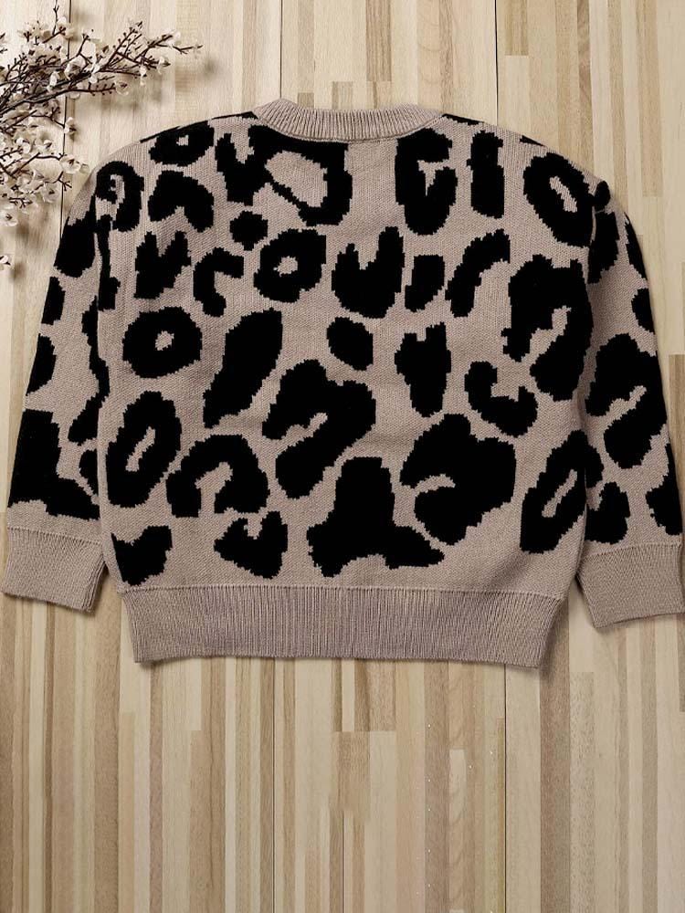 Animal Power Girls Beige & Black Animal Print Jumper - Cheetah - Stylemykid.com