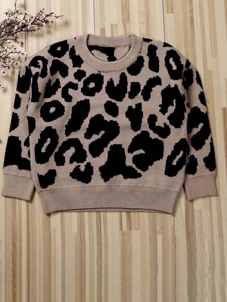 Animal Power Girls Beige & Black Animal Print Jumper - Cheetah - Stylemykid.com