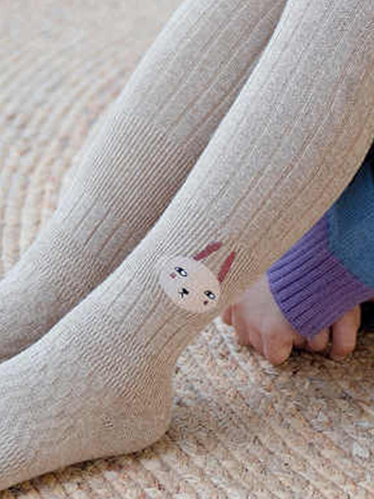 Girls Animal Face Tights - Grey - Stylemykid.com