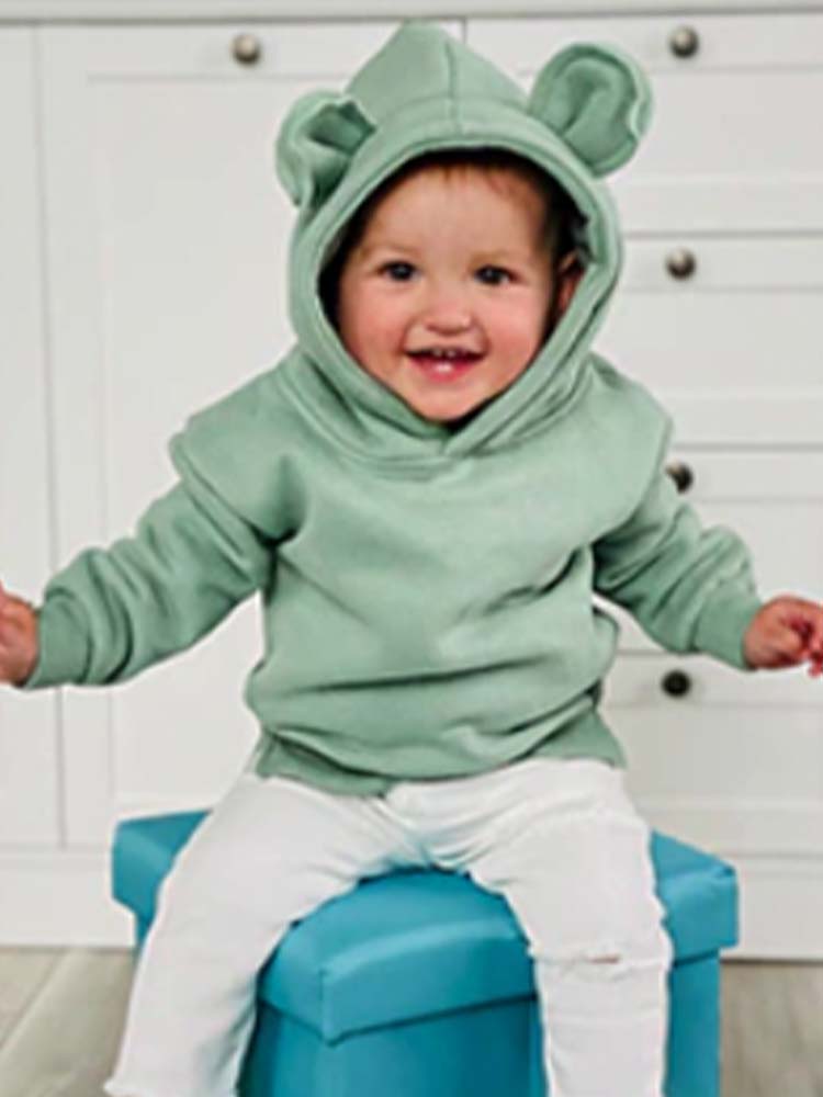 Unisex Animal Ears Hooded Sweatshirt Green