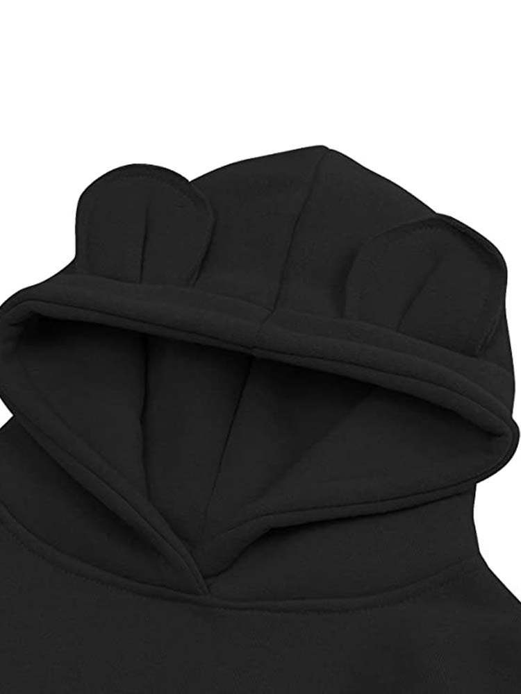 Unisex Animal Ears Hooded Sweatshirt Black