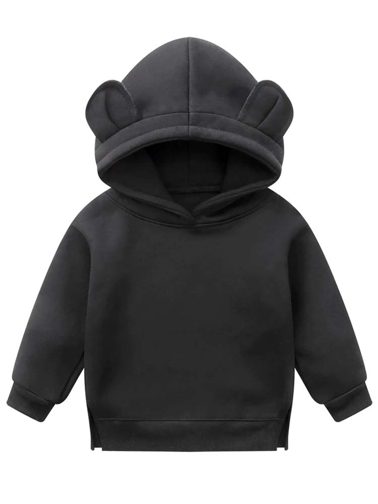 Unisex Animal Ears Hooded Sweatshirt Black