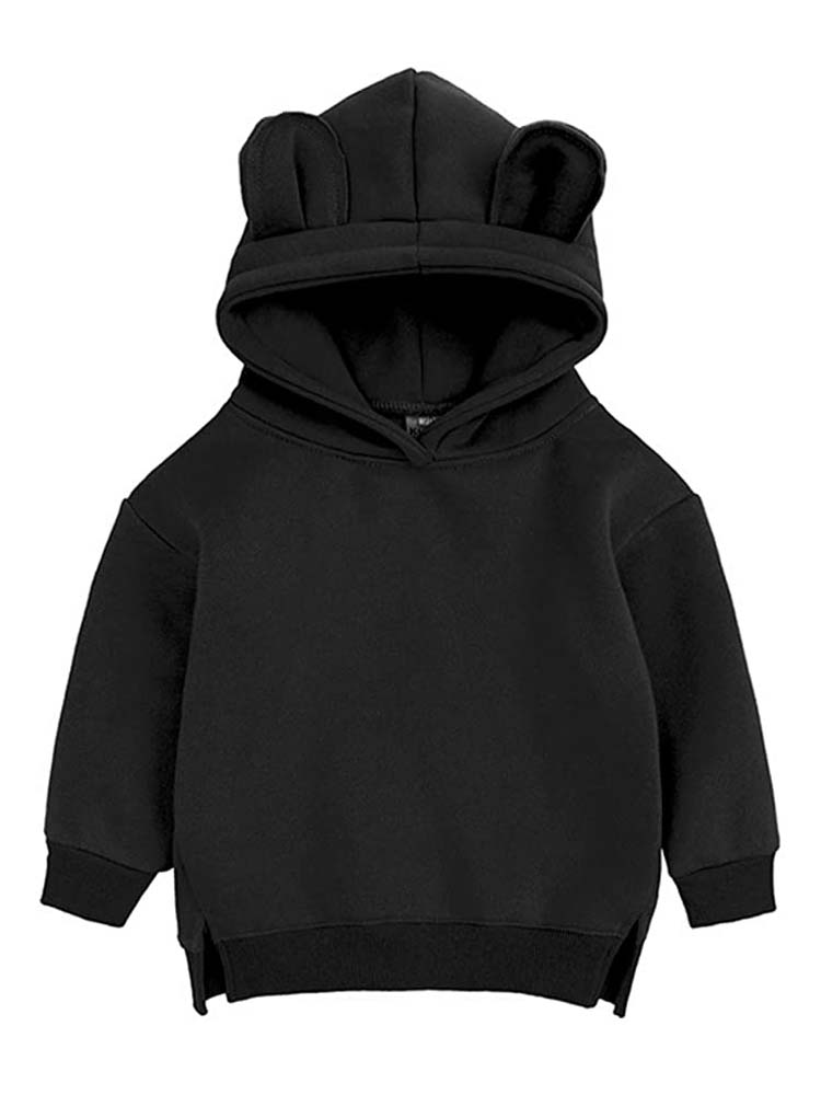 Unisex Animal Ears Hooded Sweatshirt Black