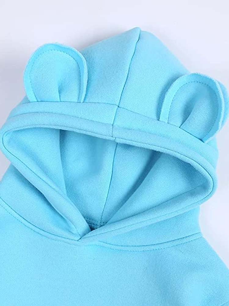 Unisex Animal Ears Hooded Sweatshirt Blue