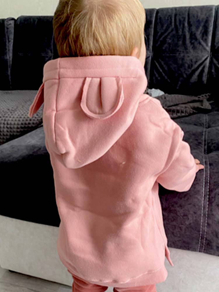 Unisex Animal Ears Hooded Sweatshirt Pink