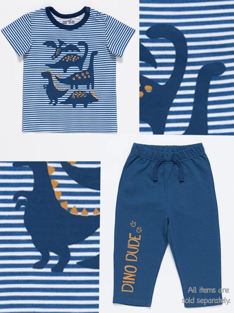 Artie - Dino Dude Blue Baby and Boy French Terry Joggers - Stylemykid.com