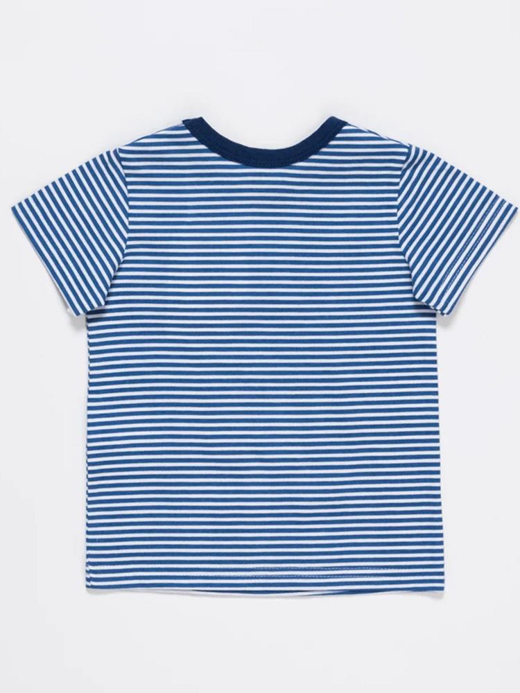 Artie - Dinosaurs Striped Blue and White T Shirt - Stylemykid.com