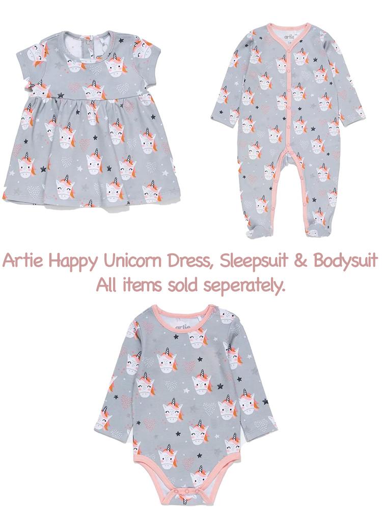 Artie - Happy Unicorn Cotton Baby and Girls Dress - Stylemykid.com