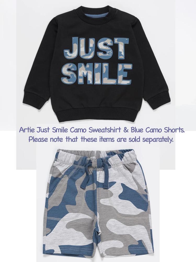 Artie - Blue & Grey Camo French Terry Baby and Boy Shorts - Stylemykid.com