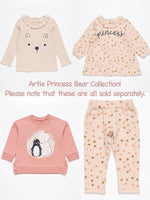 Artie - Princess Bear Starry Pale Pink Girls French Terry Dress with Ruffled Neck - Stylemykid.com