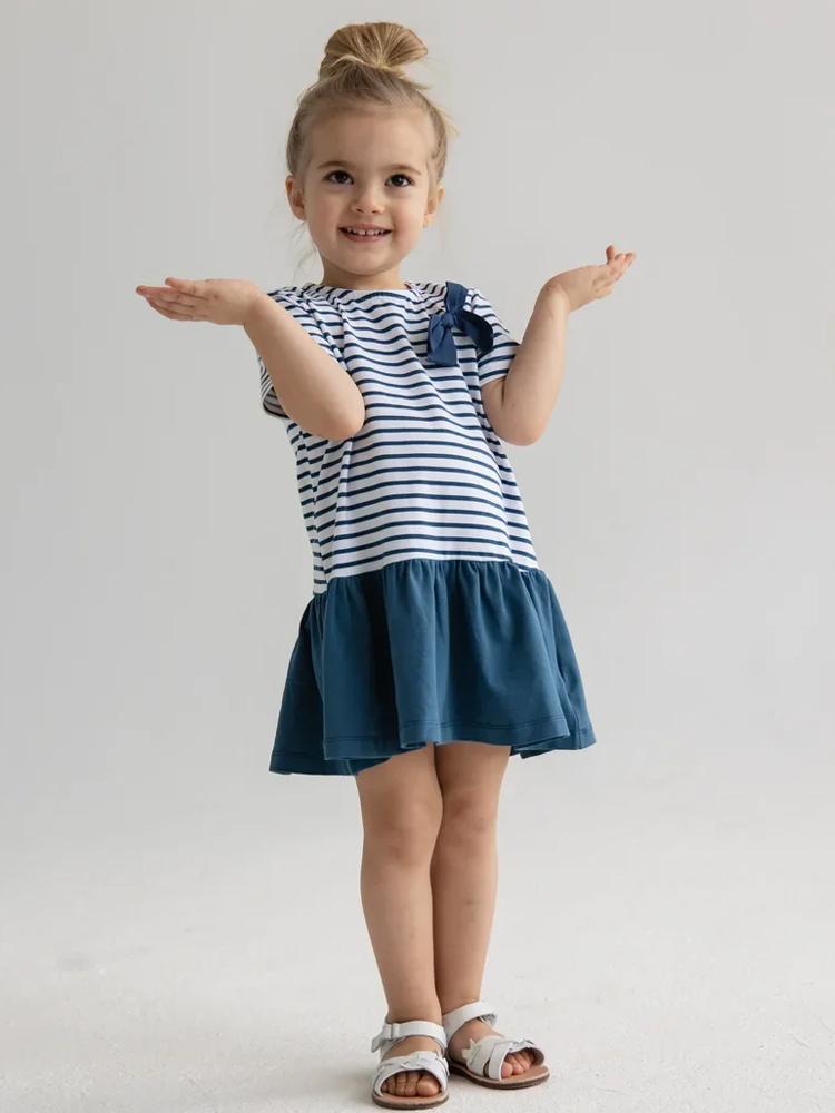 Artie - Blue and White striped Sailor Baby and Girls Dress - Stylemykid.com