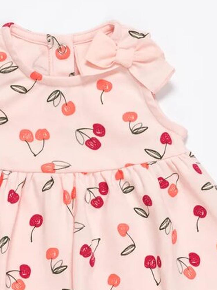 Artie - Sweet Cherry Bow Baby and Girl Pink Dress - Stylemykid.com