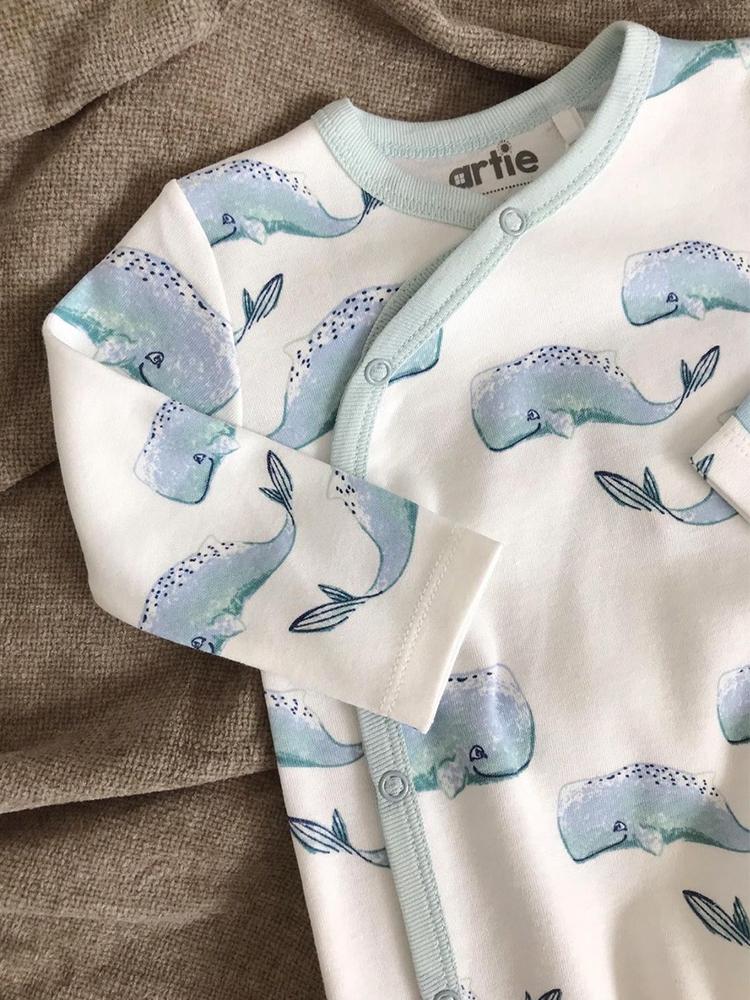 Artie - Baby Whale Patterned White Sleepsuit 12-18M - Stylemykid.com