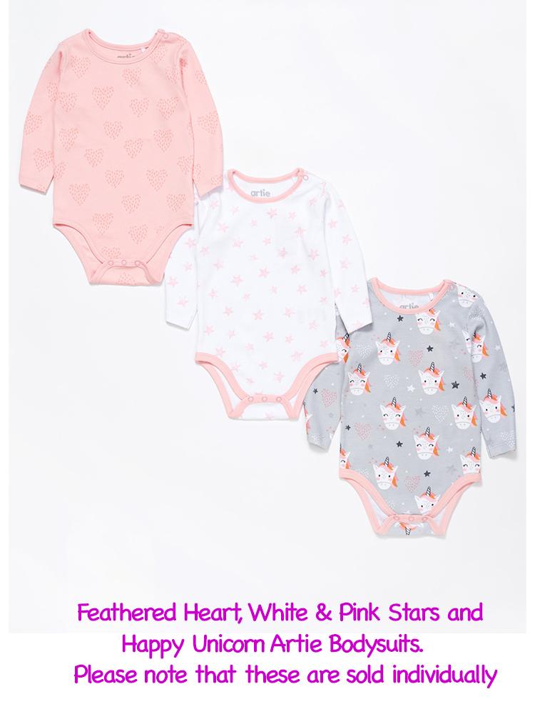 Artie - White & Pink Stars Long Sleeve Baby Bodysuit - Stylemykid.com