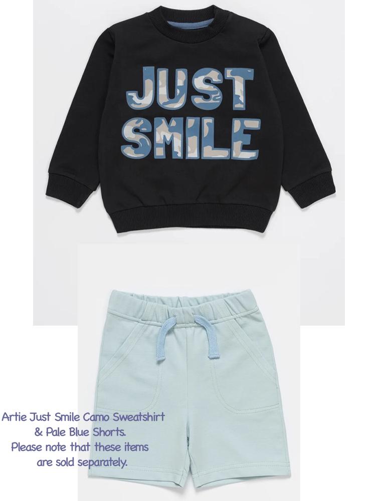 Artie - Just Smile Camo Navy French Terry Sweatshirt - Stylemykid.com