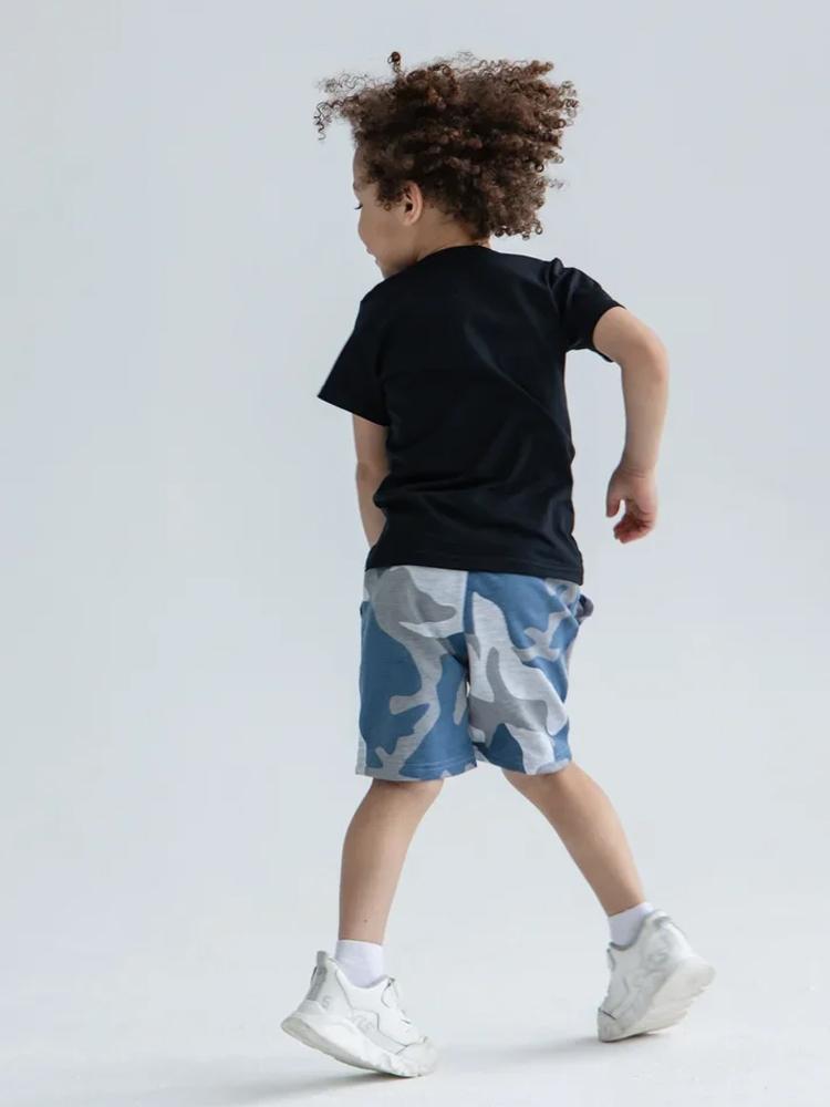 Artie - Blue & Grey Camo French Terry Baby and Boy Shorts - Stylemykid.com
