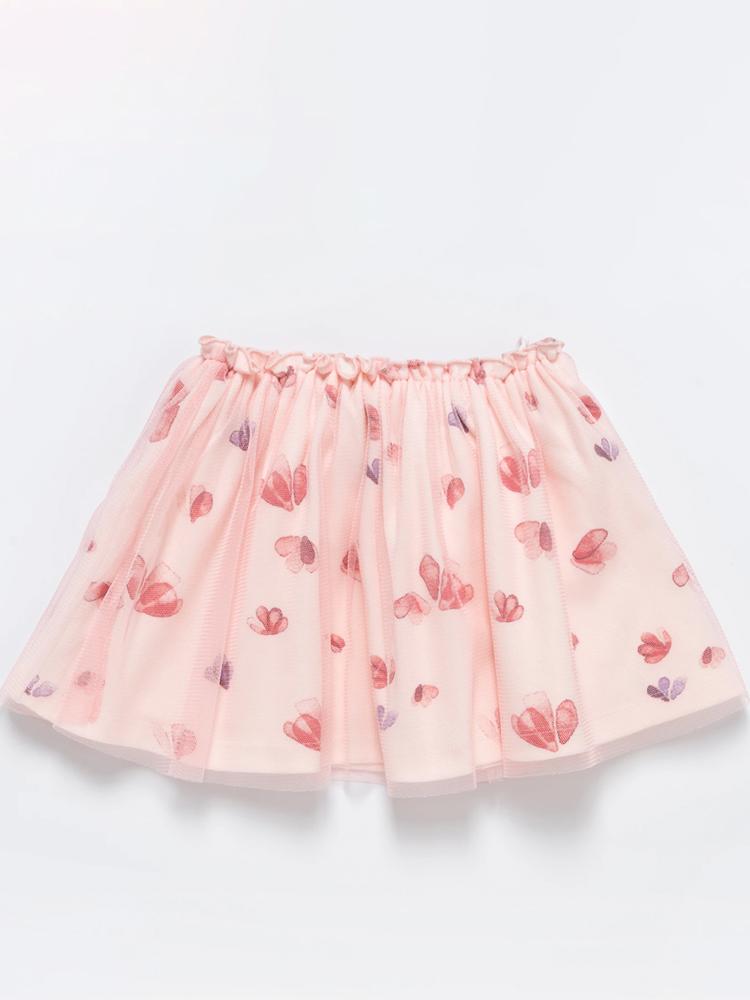 Artie - Tulle Flowered Pink Double Layer Girls Tutu Skirt - 6 to 24M - Stylemykid.com