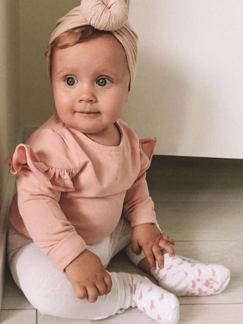 Artie - Girls French Terry Pink Frill Long Sleeve Top 18months to 3 years - Stylemykid.com