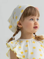 Artie - Yellow and White Polka Dot Girls Headscarf - Stylemykid.com
