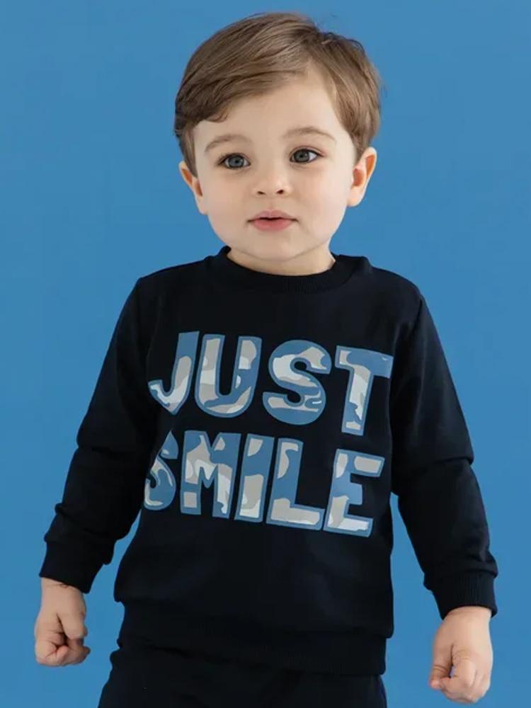 Artie - Just Smile Camo Navy French Terry Sweatshirt - Stylemykid.com