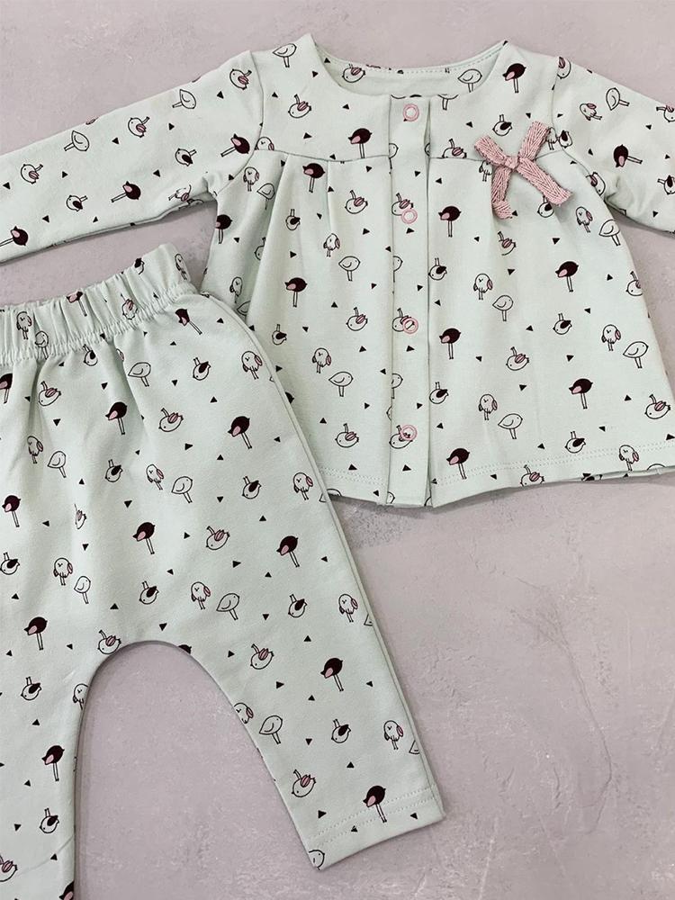 Artie - Little Chicks Pale Green 2 Piece Top and Bottoms Outfit - 3 to 6 and 9 to 12 months - Stylemykid.com