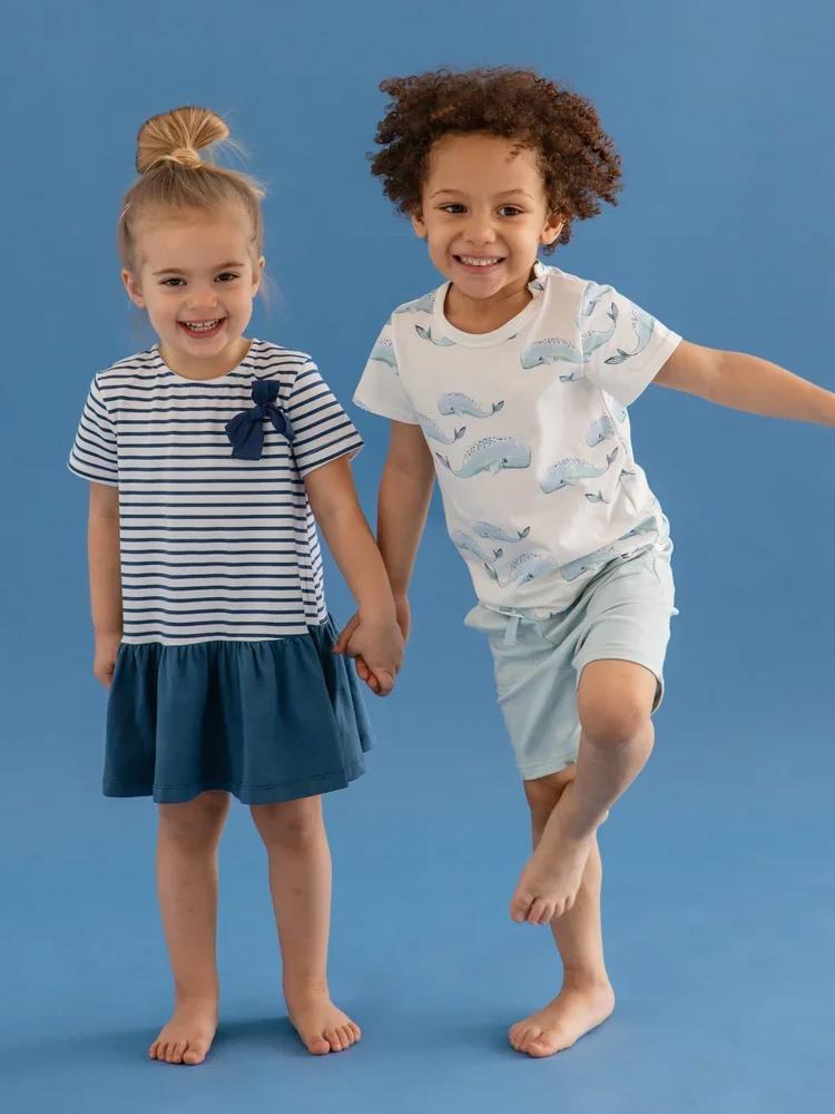 Artie - Blue and White striped Sailor Baby and Girls Dress - Stylemykid.com