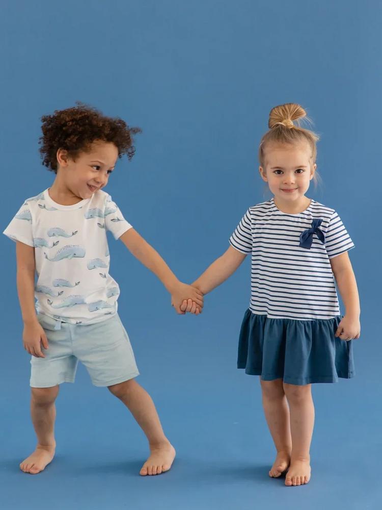 Artie - Blue and White striped Sailor Baby and Girls Dress - Stylemykid.com