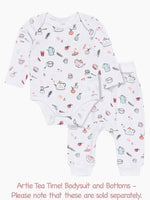 Artie Tea & Cakes Pattern White Baby Bodysuit - Tea Time! 9 to 12 Months - Stylemykid.com