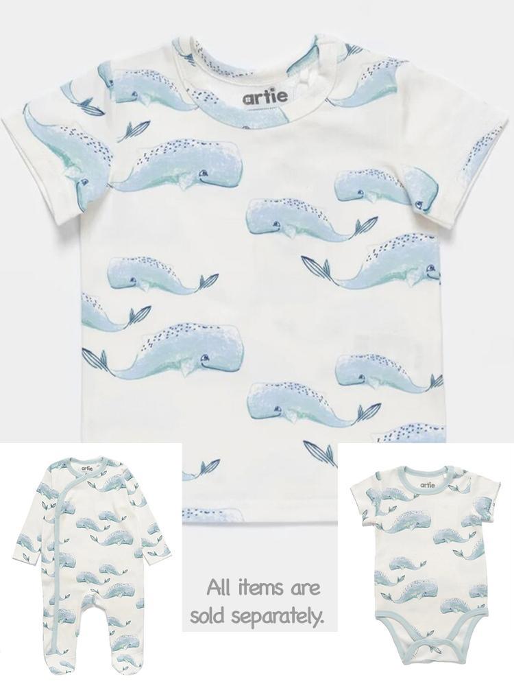 Artie - Whale Patterned Baby and Little Kids T Shirt - Stylemykid.com