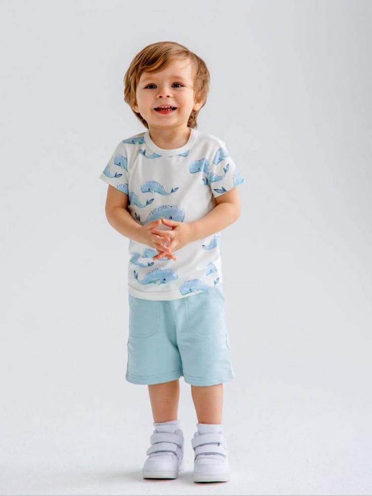 Artie - Pale Blue French Terry Baby and Little Kids Shorts - Stylemykid.com