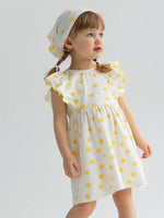 Artie - Yellow and White Polka Dot Girls Headscarf - Stylemykid.com