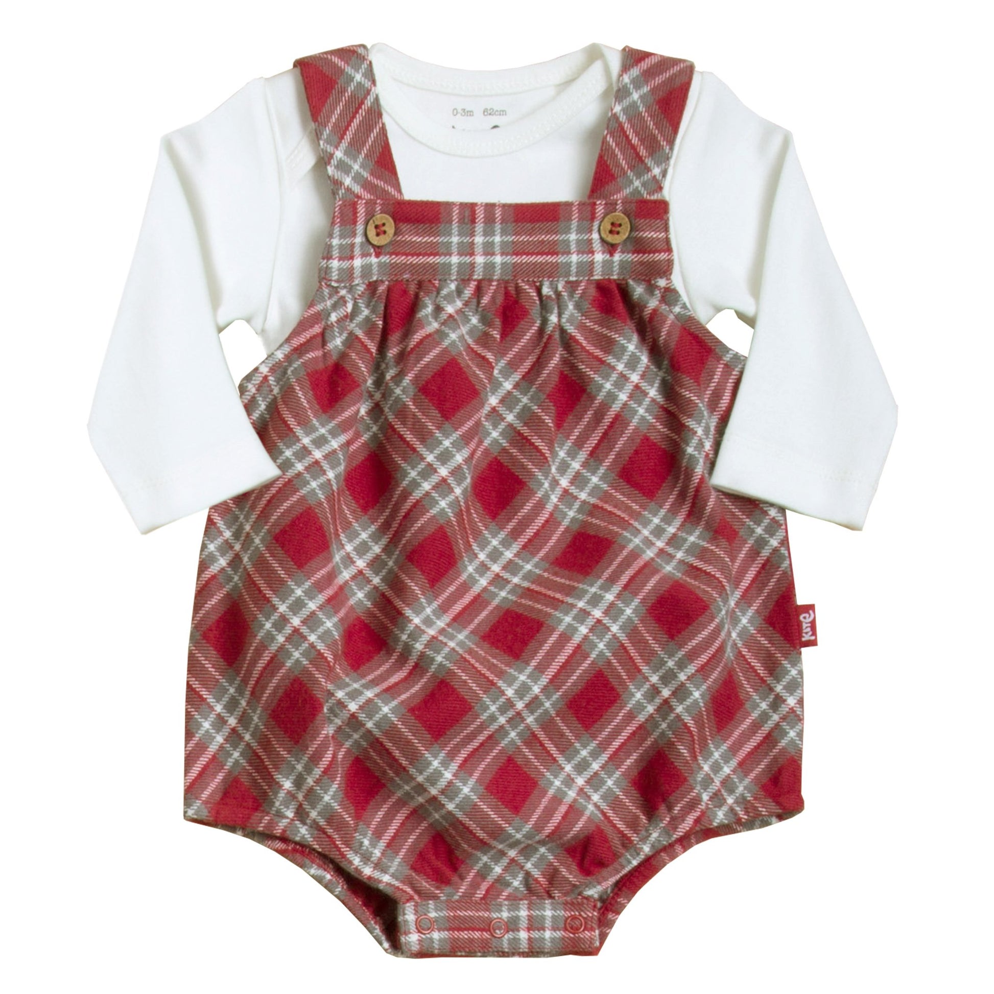 KITE Organic - Red and Cream Check Bubble Style Romper 2 Piece Set - Newborn to 1 month - Stylemykid.com