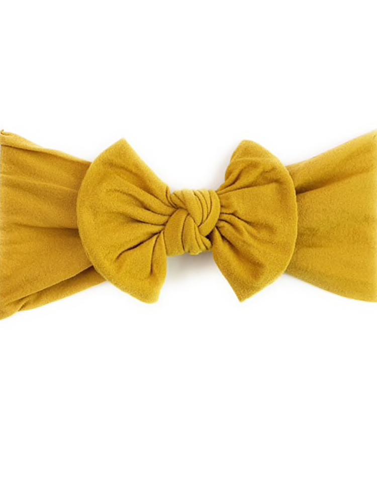 Baby Wisp - Baby & Little Girls Large Bow Headband - Mustard / Yellow - Stylemykid.com