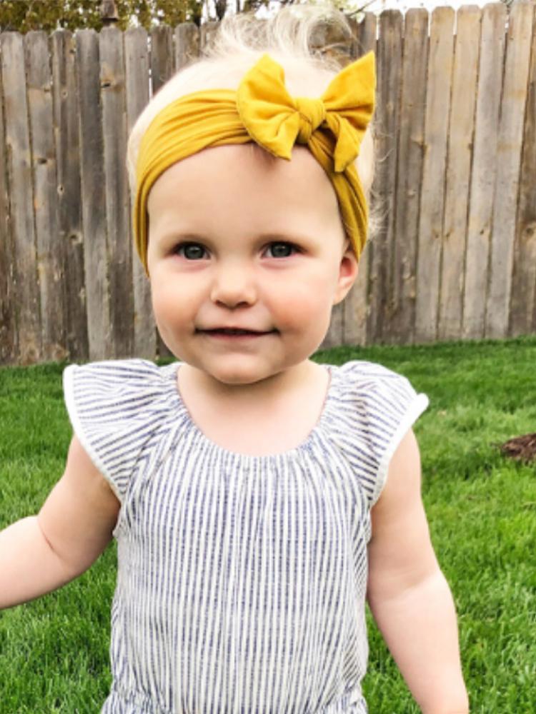 Baby Wisp - Baby & Little Girls Large Bow Headband - Mustard / Yellow - Stylemykid.com