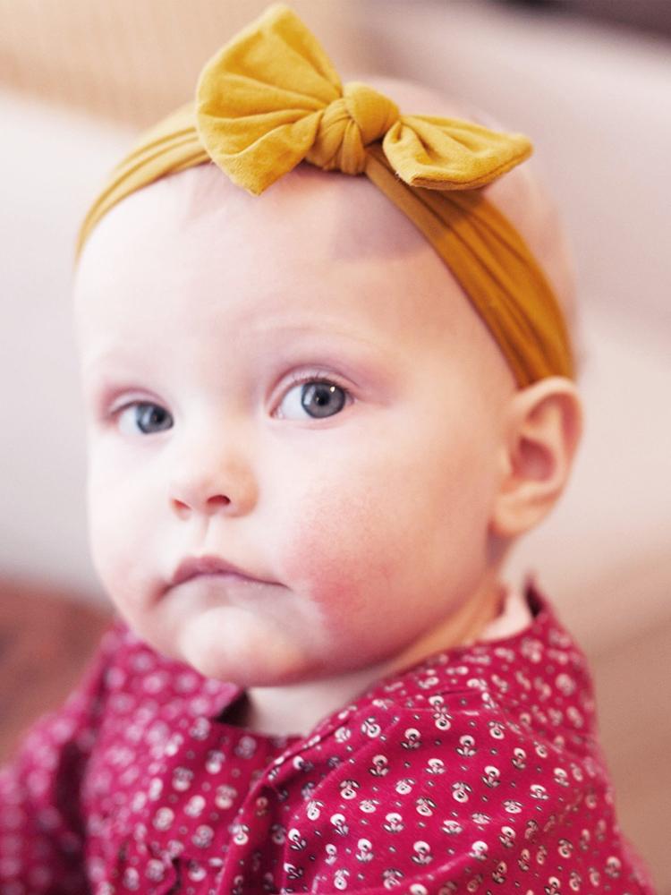 Baby Wisp - Baby & Little Girls Large Bow Headband - Mustard / Yellow - Stylemykid.com