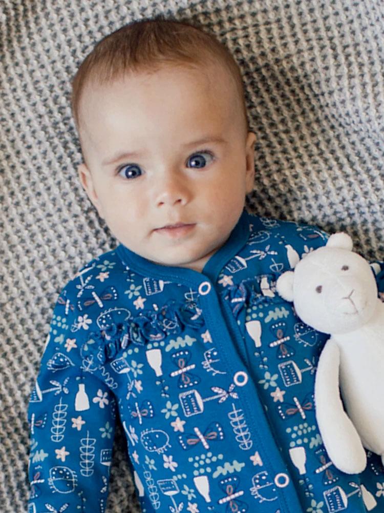 Artie - My Little Butterfly Blue Patterned Footed Baby Sleepsuit 12 to 18 months - Stylemykid.com