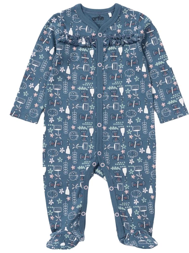 Artie - My Little Butterfly Blue Patterned Footed Baby Sleepsuit 12 to 18 months - Stylemykid.com