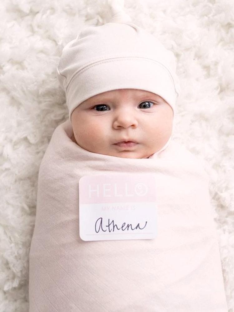 Hat And Swaddle Blanket Hello World Set For New Born By Lulujo Pink