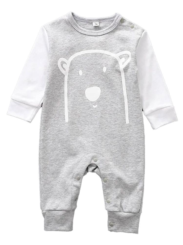 Grey Bear Face Cheek Baby Sleepsuit - Stylemykid.com