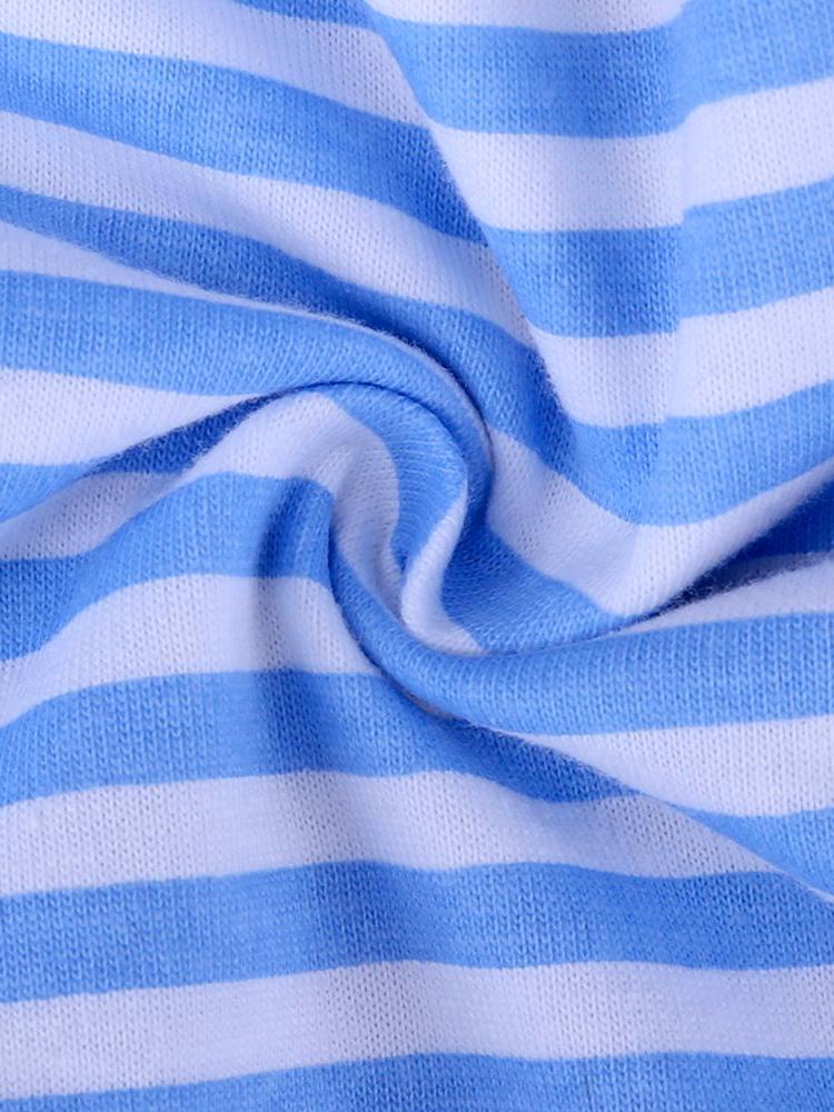 Beeping Bus Striped Short Sleeve T-Shirt - Blue and White Striped - Stylemykid.com
