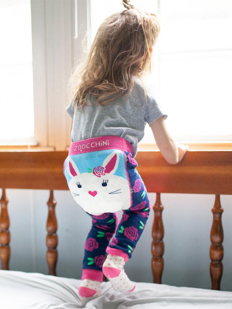 Zoocchini - Baby Leggings & Socks Set - Grip+Easy Comfort Crawlers - Bella The Bunny 6 to 12 months - Stylemykid.com