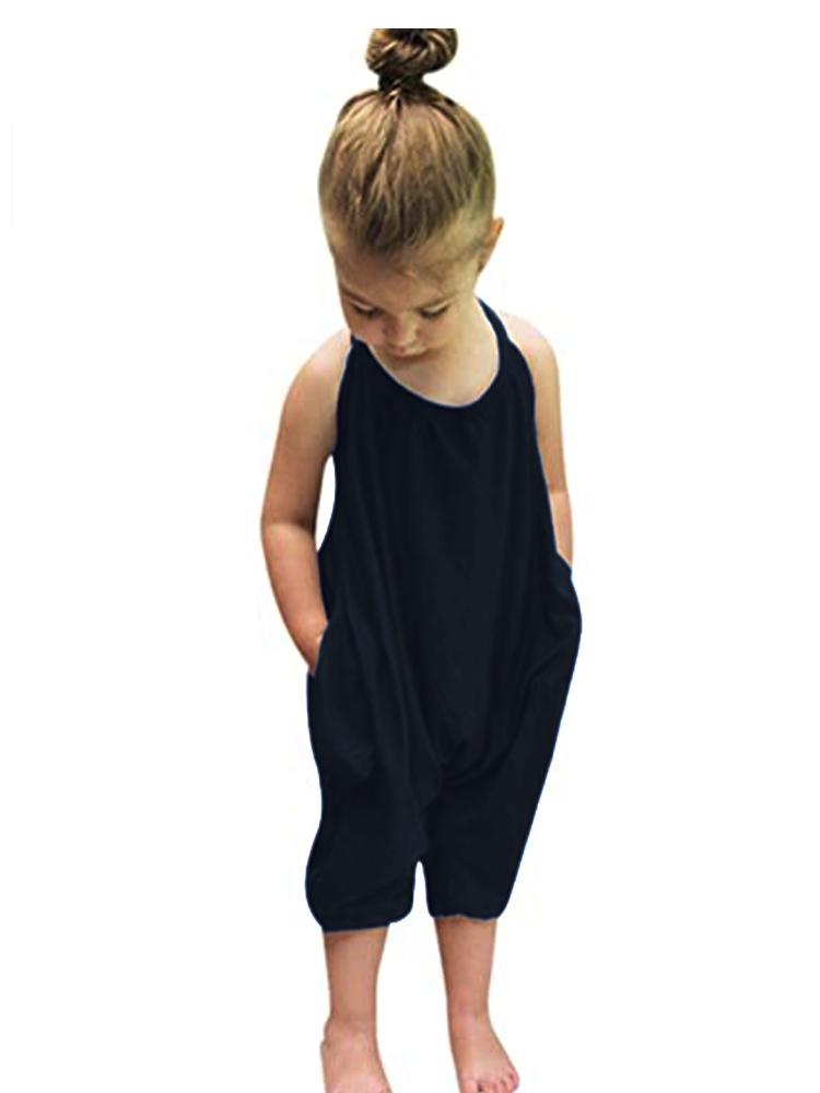 Black Halterneck Girls Sleeveless Playsuit with Pockets 18 to 24 months - Stylemykid.com