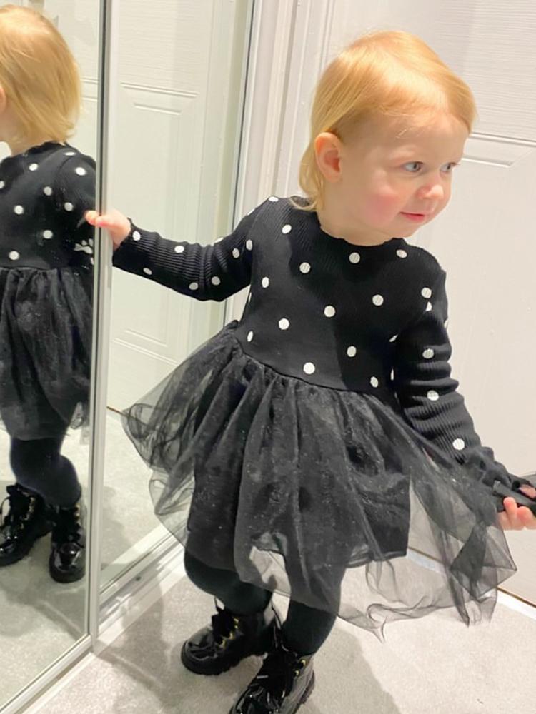 Girls Black Polka Dot Tutu Party Dress - 6 to 24 Months - Stylemykid.com